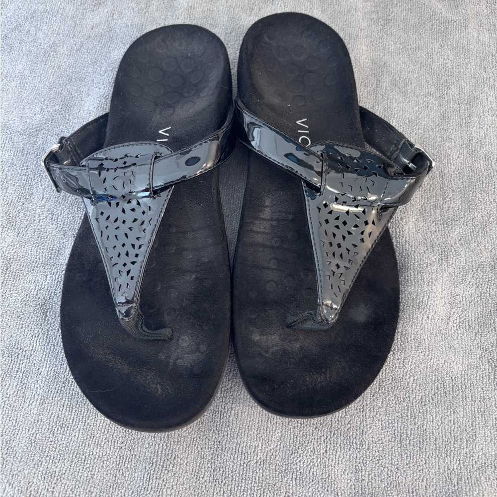 Vionic Glossy Black Women's Sandals